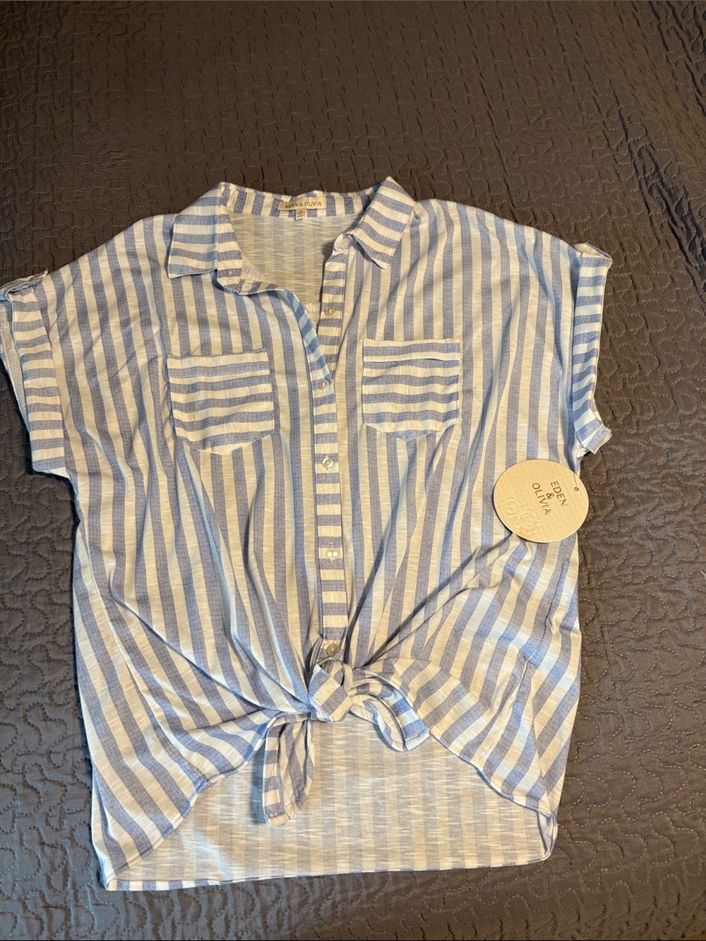 Eden & Olivia Blue and White Striped Top